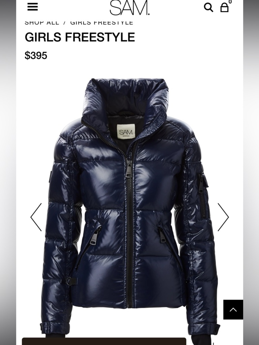 SM New York Midnight Blue Glossy Puffer Coat